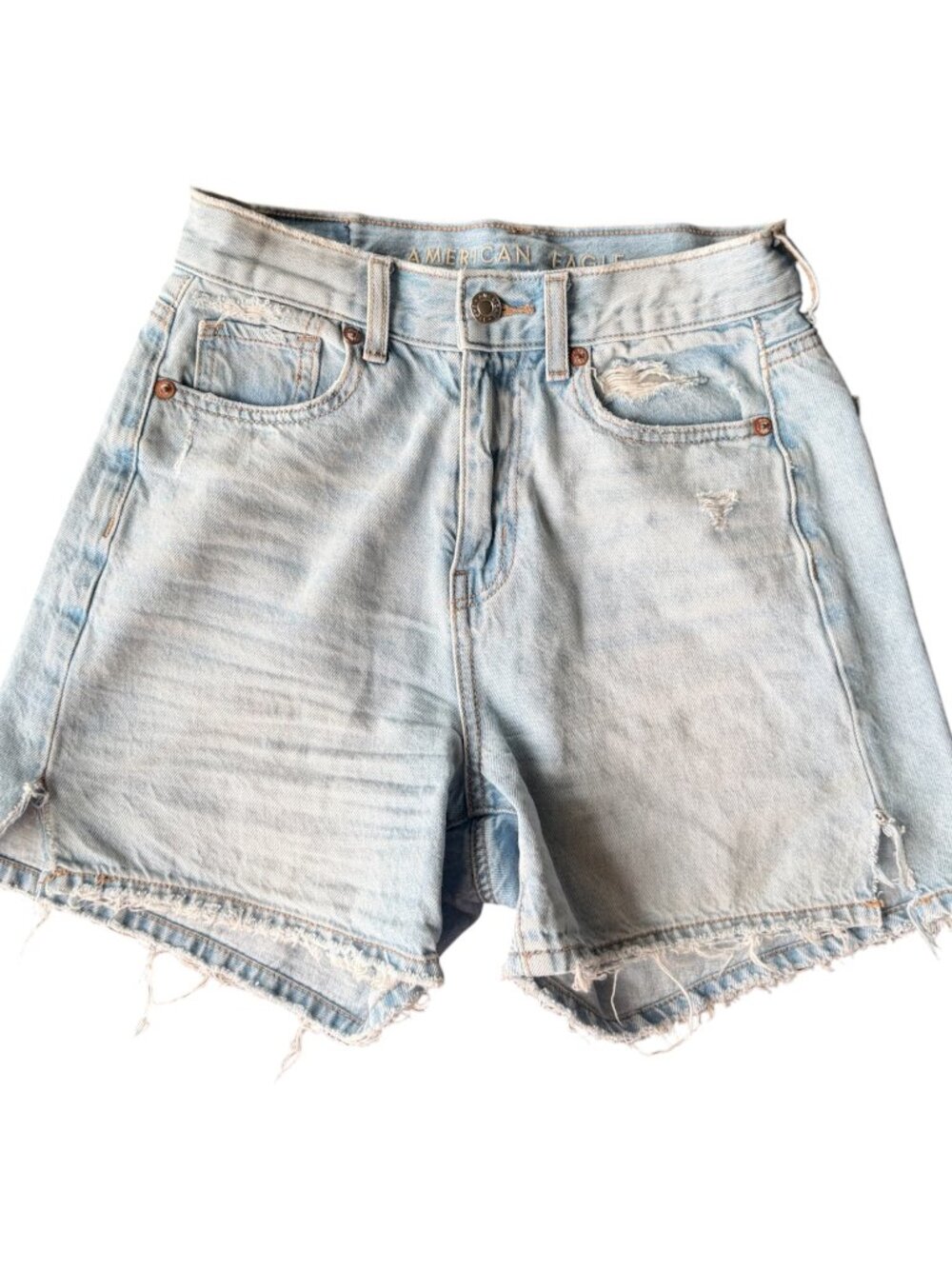 American Eagle Highest Rise Baggy Shorts Light Wash Denim - Picture 1 of 4